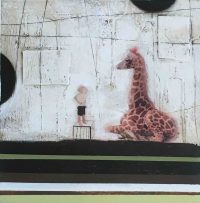 mixed media on paper titled Giraffe by Anke Schofield
