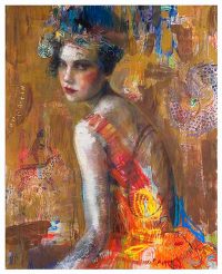 hand embellished pigment print titled The Circus Rider by Charles Dwyer
