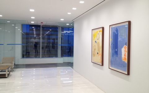 30th floor lobby showing two works by spanish artist Joaquin Capa